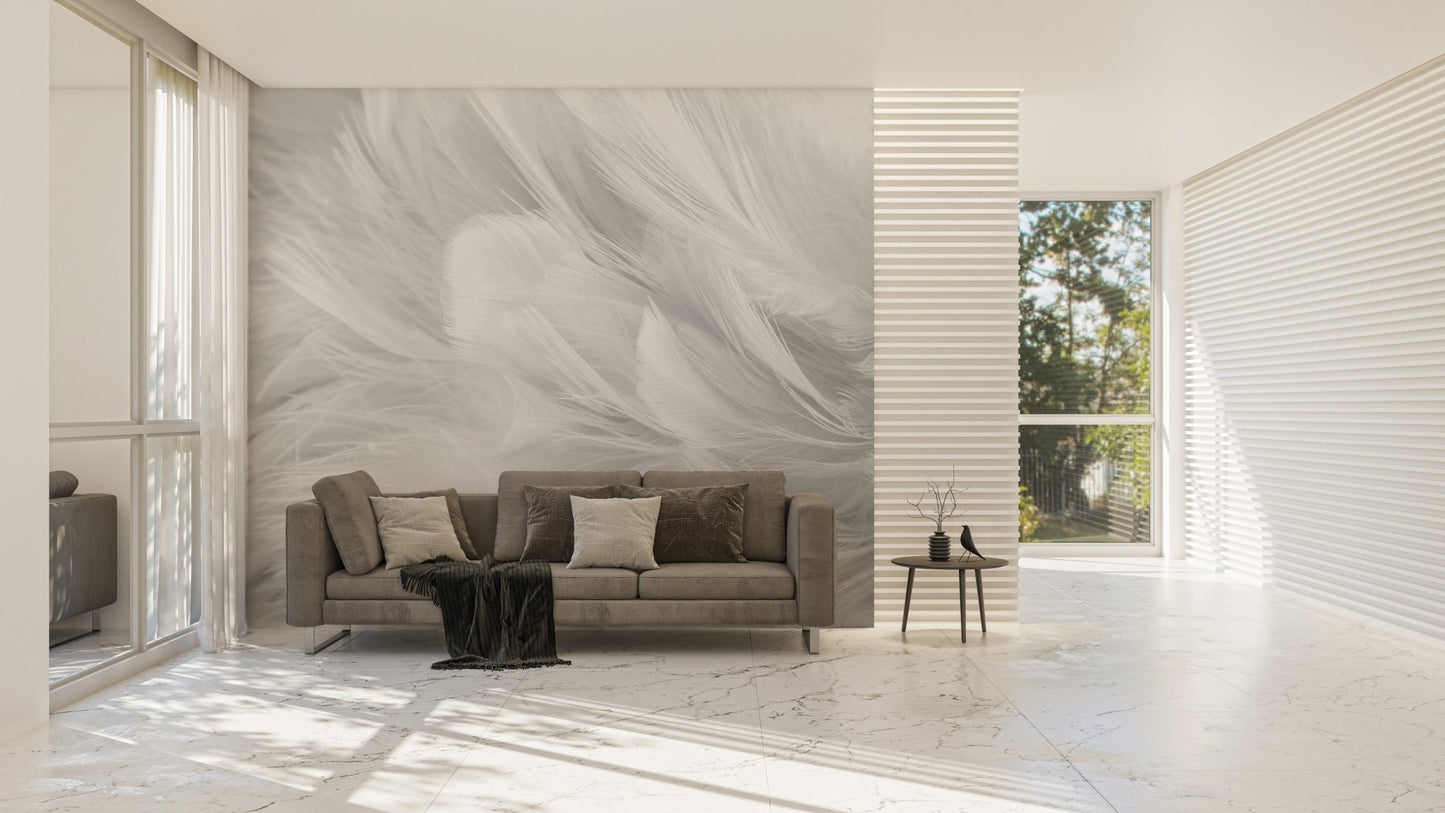 White Feather Artistic Texture Wall Mural