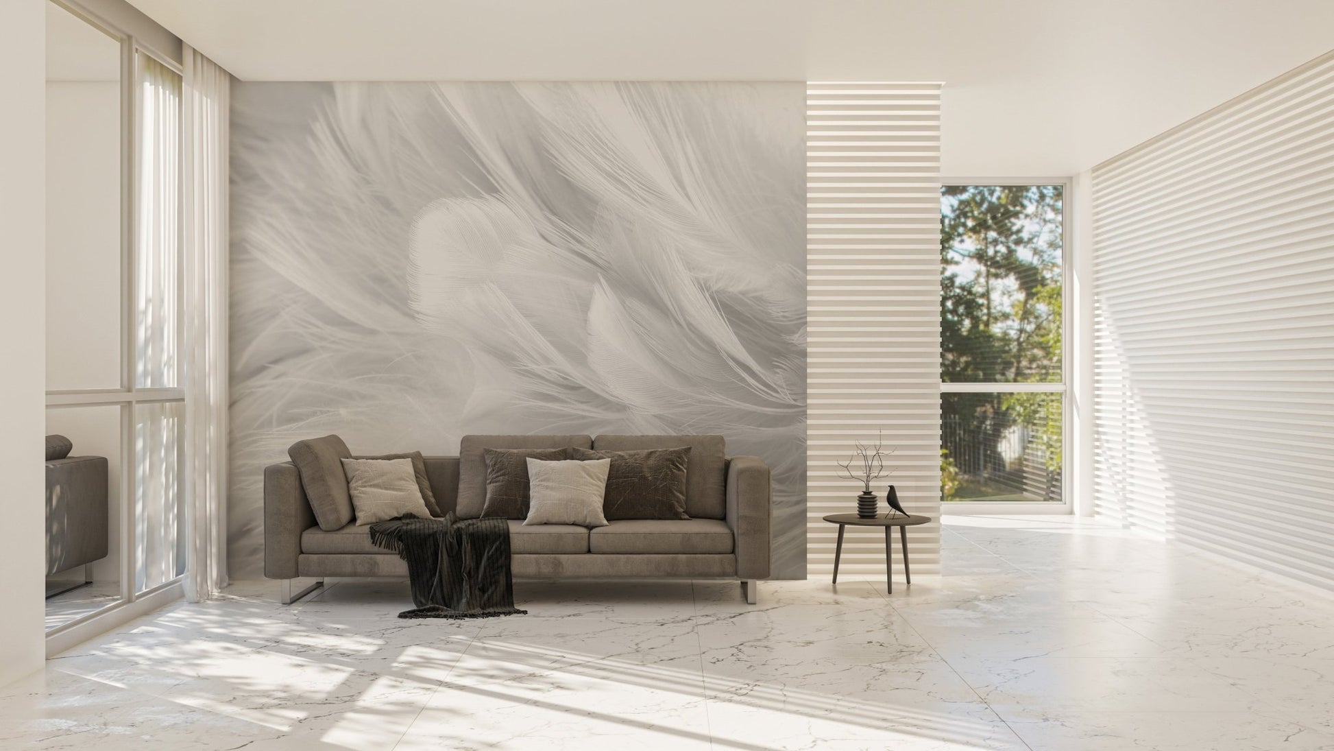 White Feather Artistic Texture Wall Mural