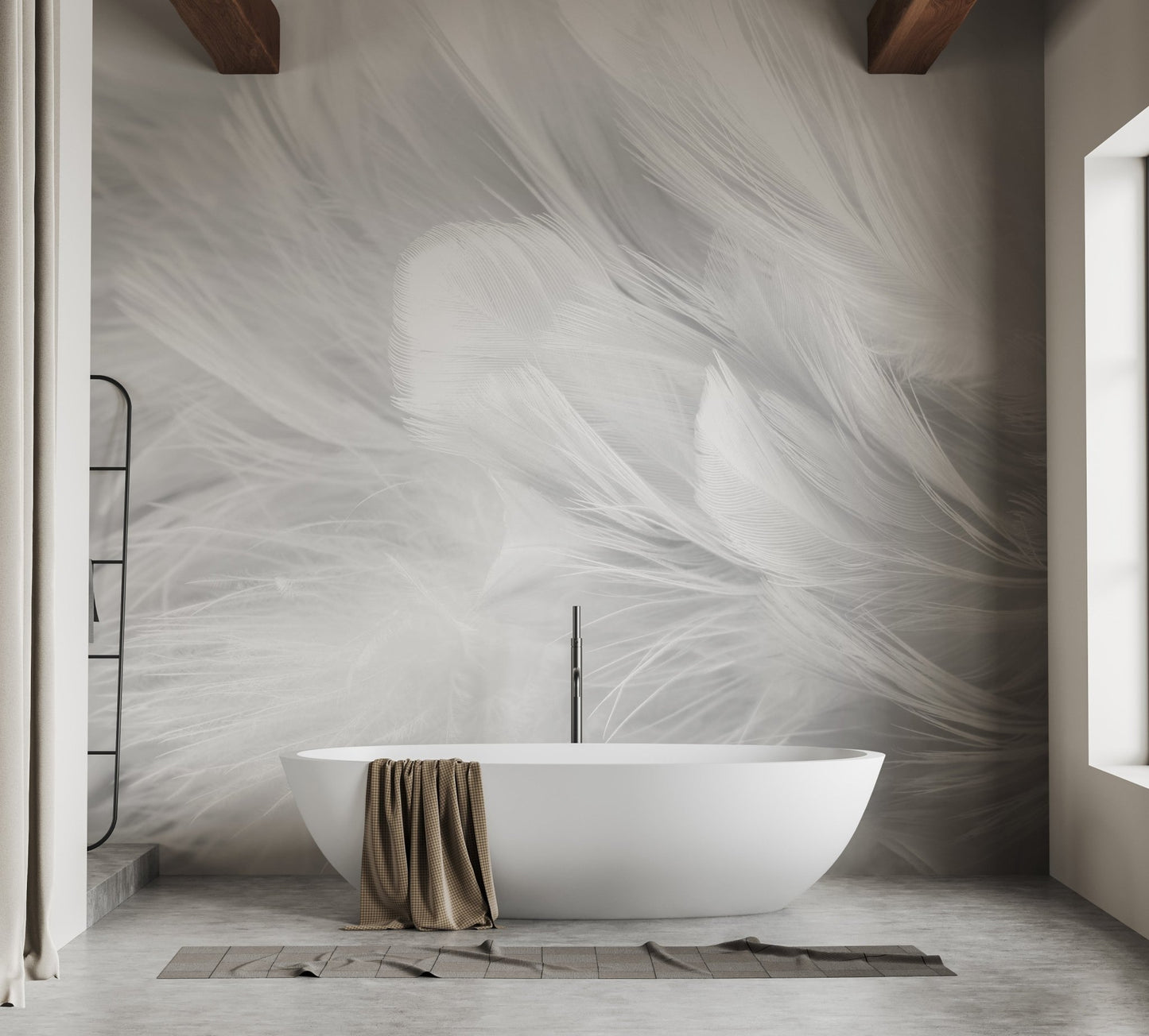 Light White Feather Texture Wall Mural
