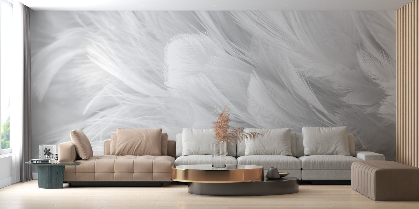 White Feather Detail Texture Wallpaper Mural