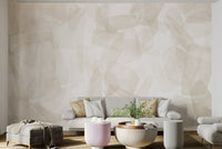 Modern Beige Abstract Geometric Shapes mural for living room walls.