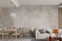 Subtle cream and beige geometric mural for a minimalist flat interior.