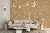 Beige Botanical Wallpaper Mural - Wallanza