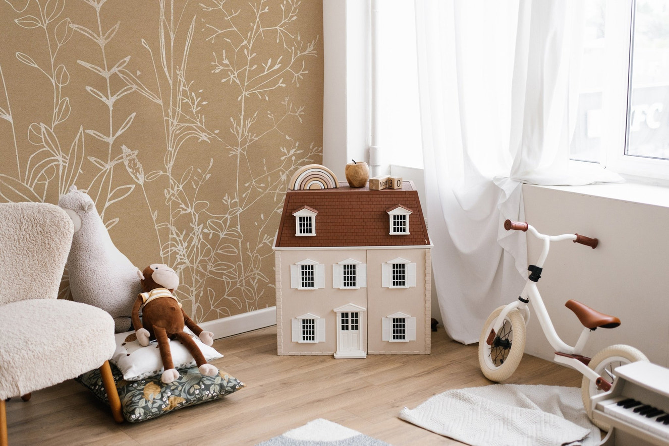 Beige Botanical Wallpaper Mural - Wallanza