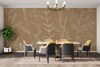 Beige Botanical Wallpaper Mural - Wallanza