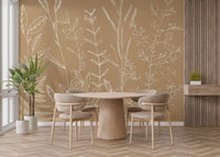 Beige Botanical Wallpaper Mural - Wallanza