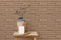 Realistic beige brick wallpaper for self-adhesive walls.