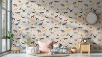 Beige Dogs Breed Pattern Wallpaper for Walls - Wallanza