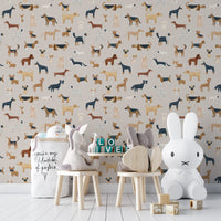 Beige Dogs Breed Pattern Wallpaper for Walls - Wallanza