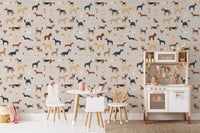 Beige Dogs Breed Pattern Wallpaper for Walls - Wallanza