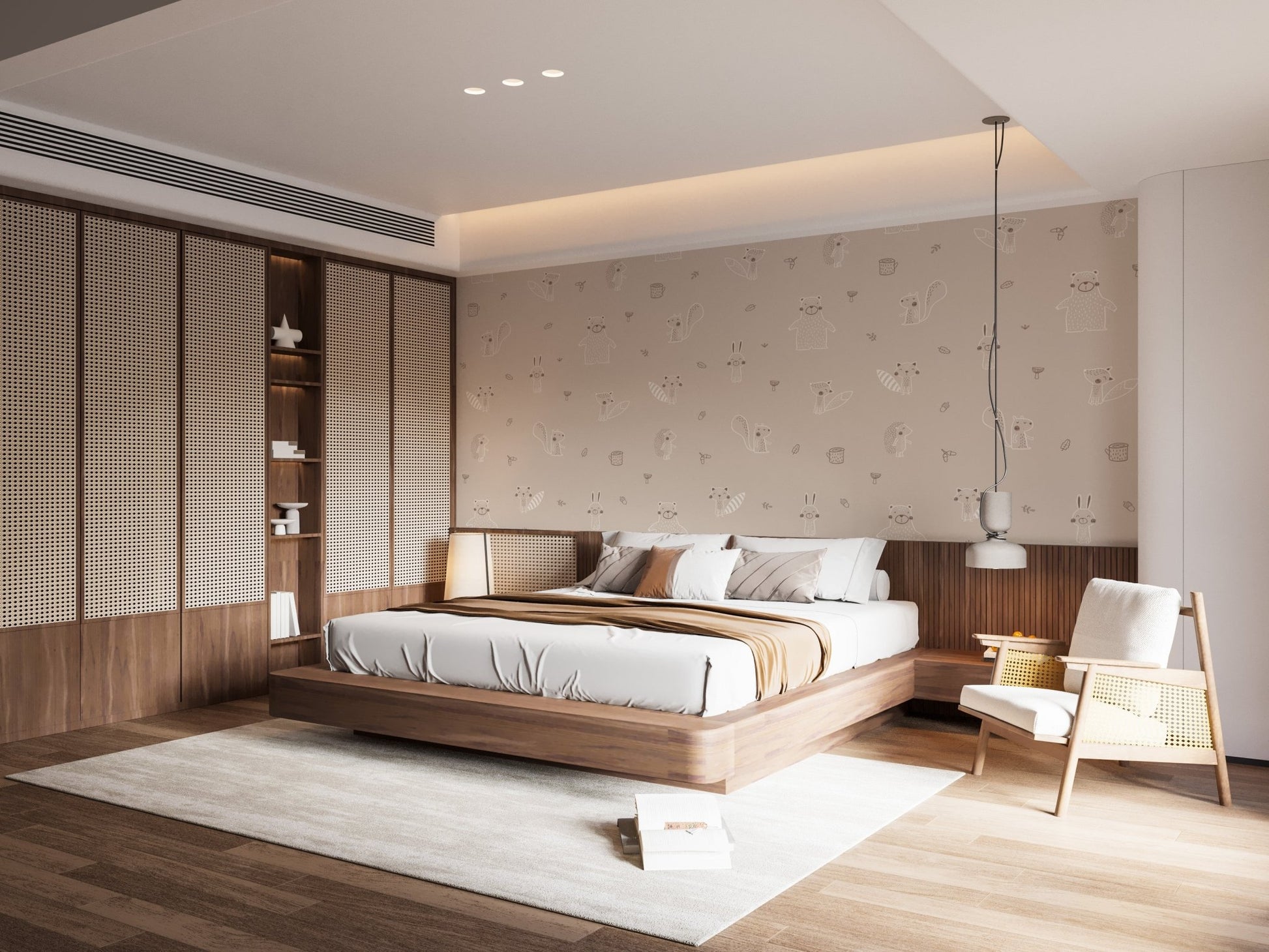 Beige Forest Friends Wallpaper for Walls - Wallanza