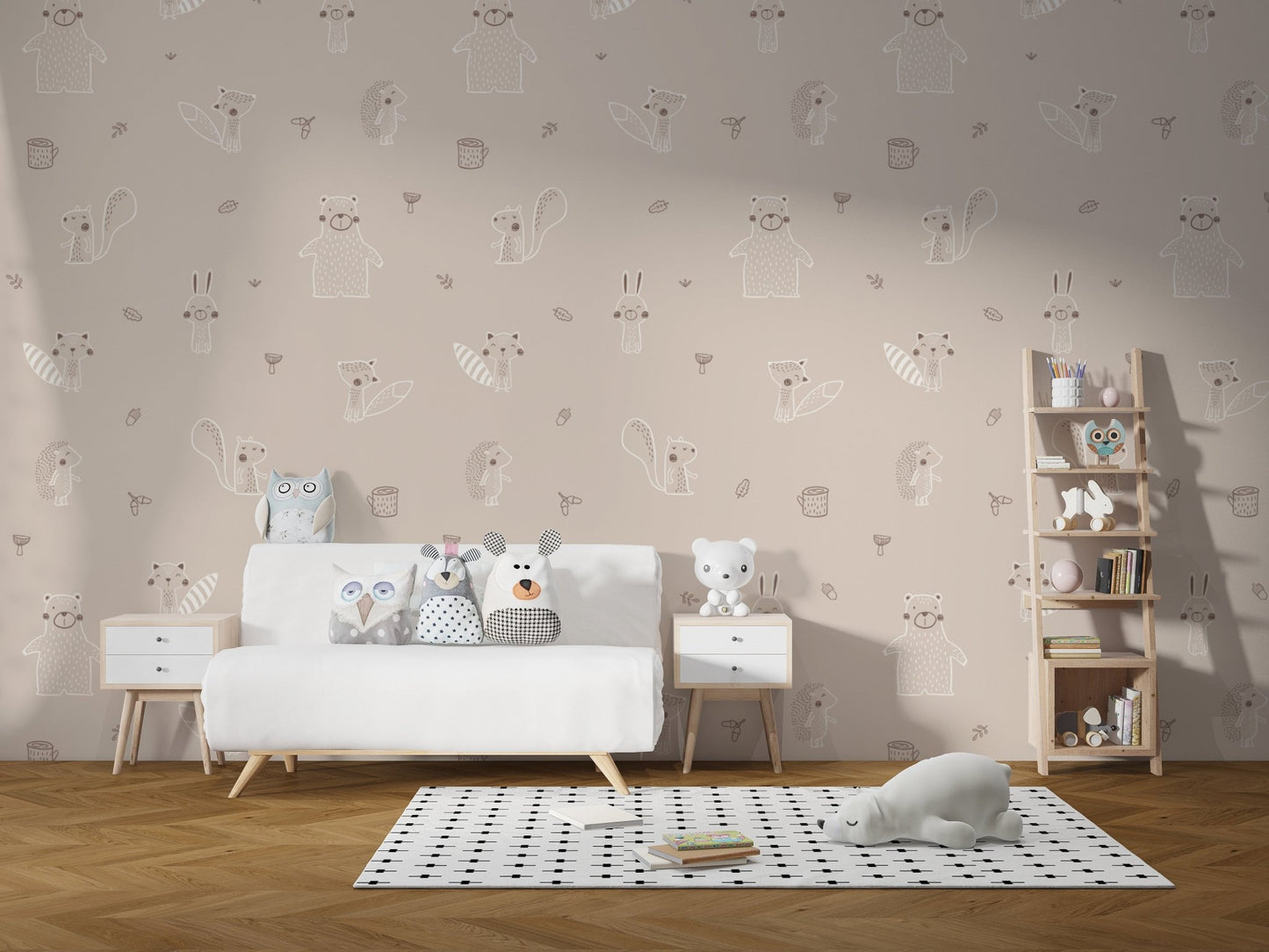 Beige Forest Friends Wallpaper for Walls - Wallanza