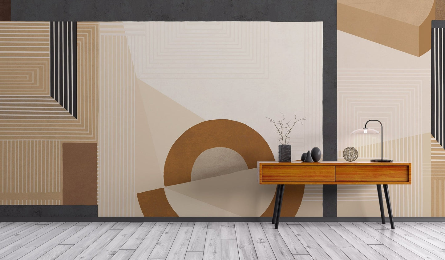 Beige Geometric Wall Mural - Wallanza