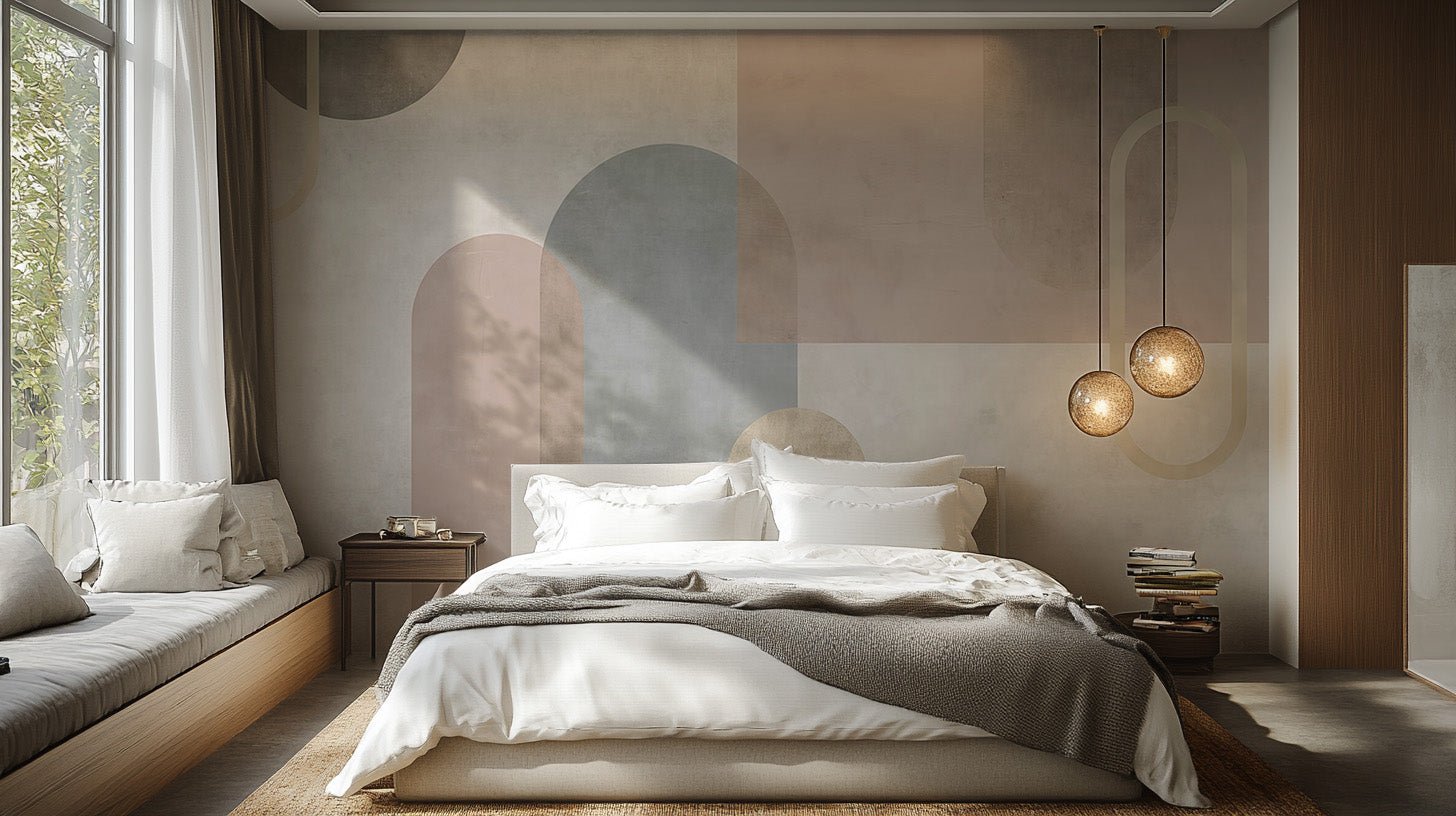 Beige Geometric wall mural - Wallanza