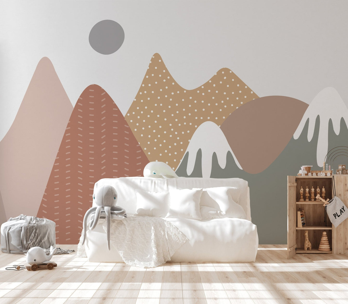Beige Mountain Nursery Wallpaper - Wallanza