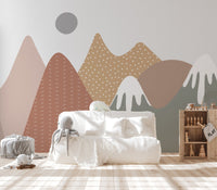 Beige Mountain Nursery Wallpaper - Wallanza