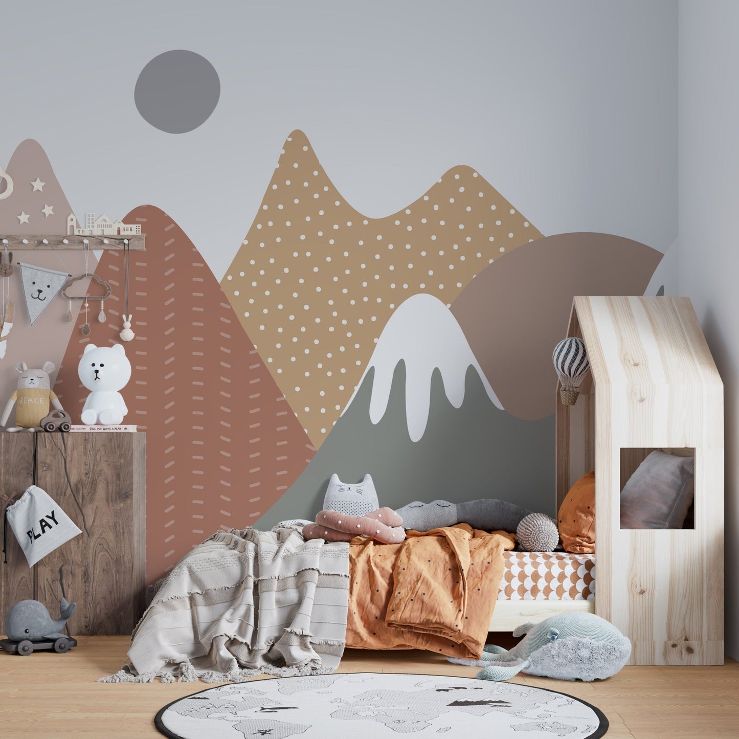 Beige Mountain Nursery Wallpaper - Wallanza