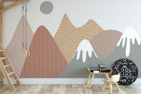 Beige Mountain Nursery Wallpaper - Wallanza