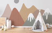 Beige Mountain Nursery Wallpaper - Wallanza