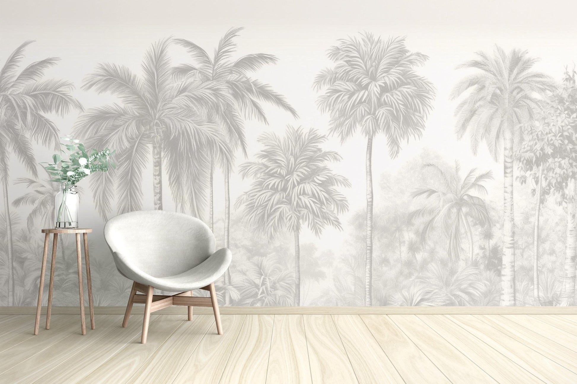 Beige Palm Trees Wall Mural - Wallanza