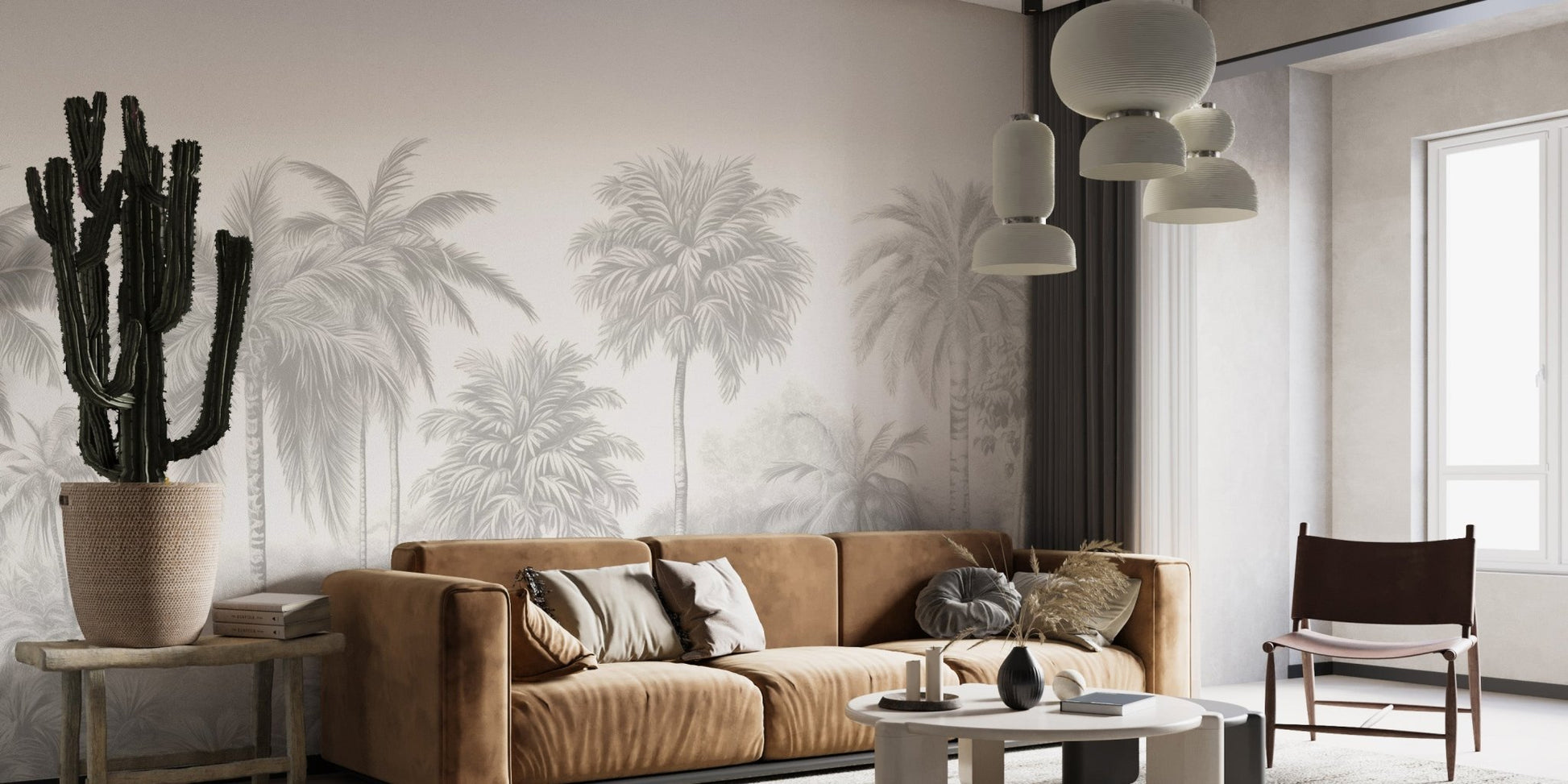Beige Palm Trees Wall Mural - Wallanza