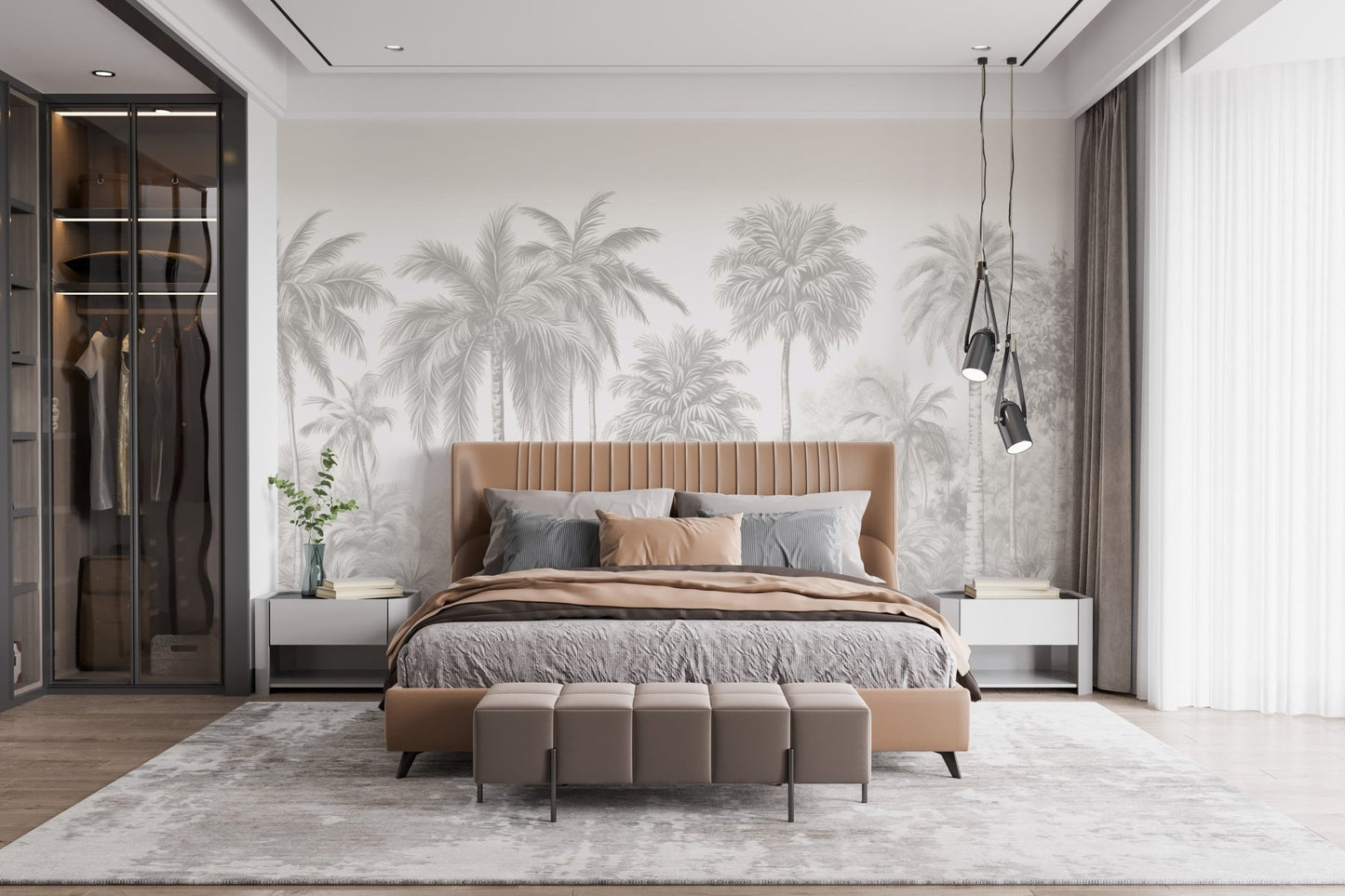 Beige Palm Trees Wall Mural - Wallanza