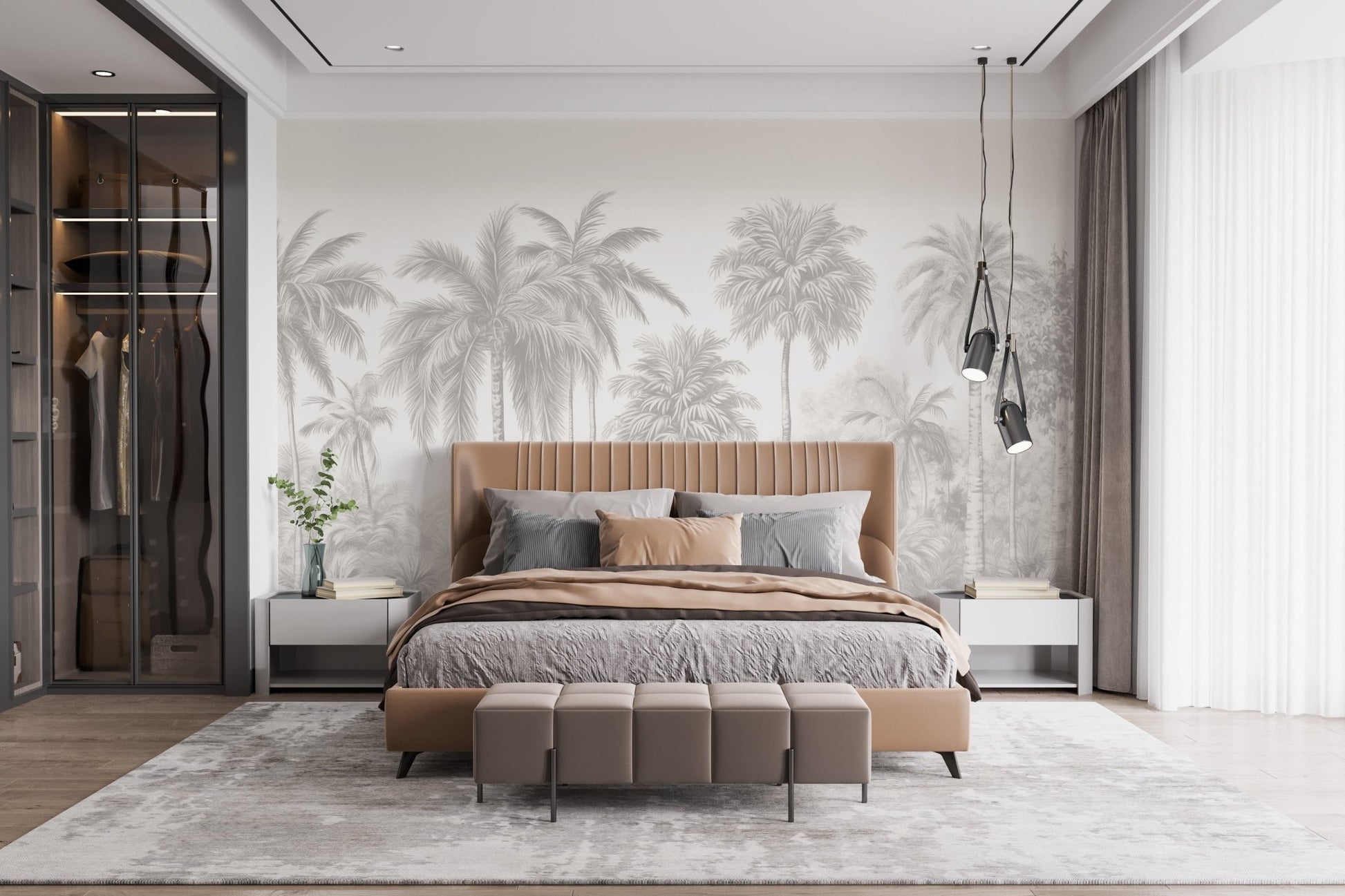 Beige Palm Trees Wall Mural - Wallanza