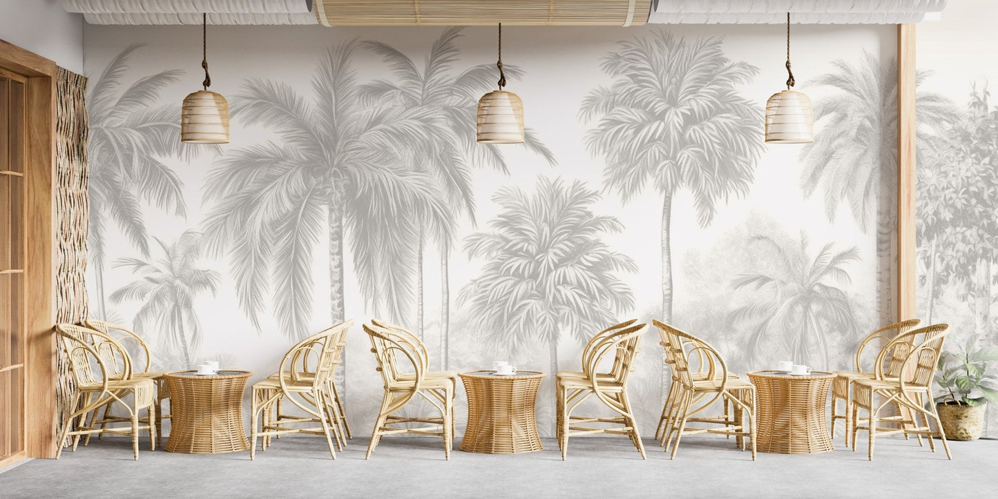 Beige Palm Trees Wall Mural - Wallanza