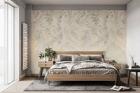 Beige Tropical Leaf Wallpaper - Wallanza
