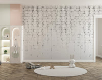 Binary code wallpaper mural in sleek grayscale design.