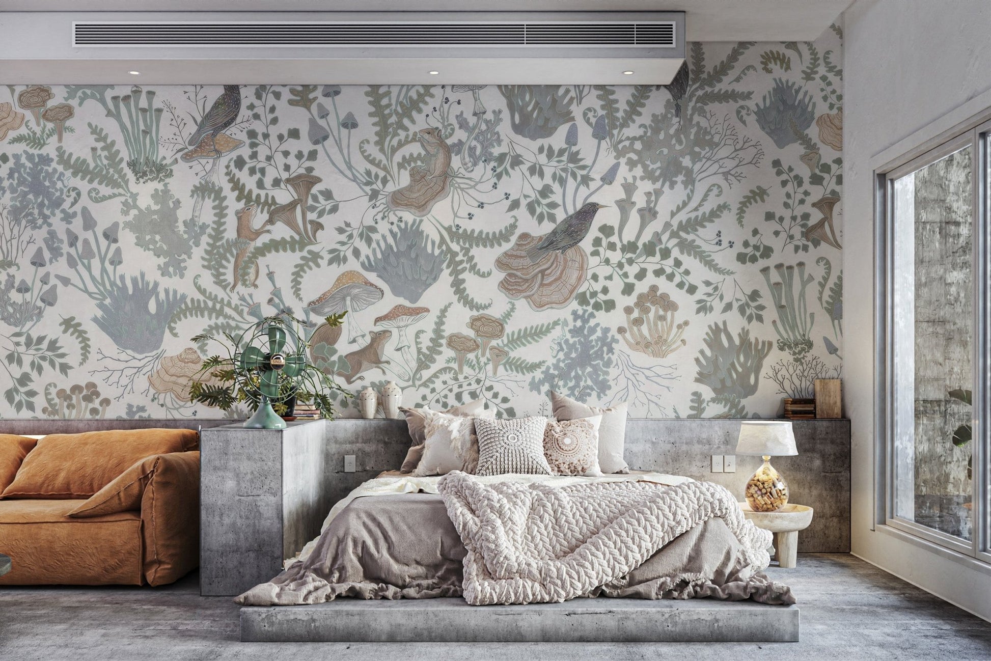 Birds and Leaves Wall Mural - Wallanza
