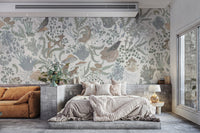 Birds and Leaves Wall Mural - Wallanza
