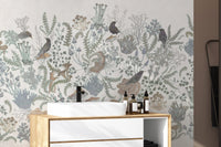 Birds and Leaves Wall Mural - Wallanza
