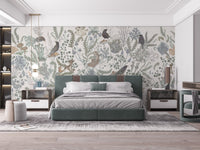 Birds and Leaves Wall Mural - Wallanza