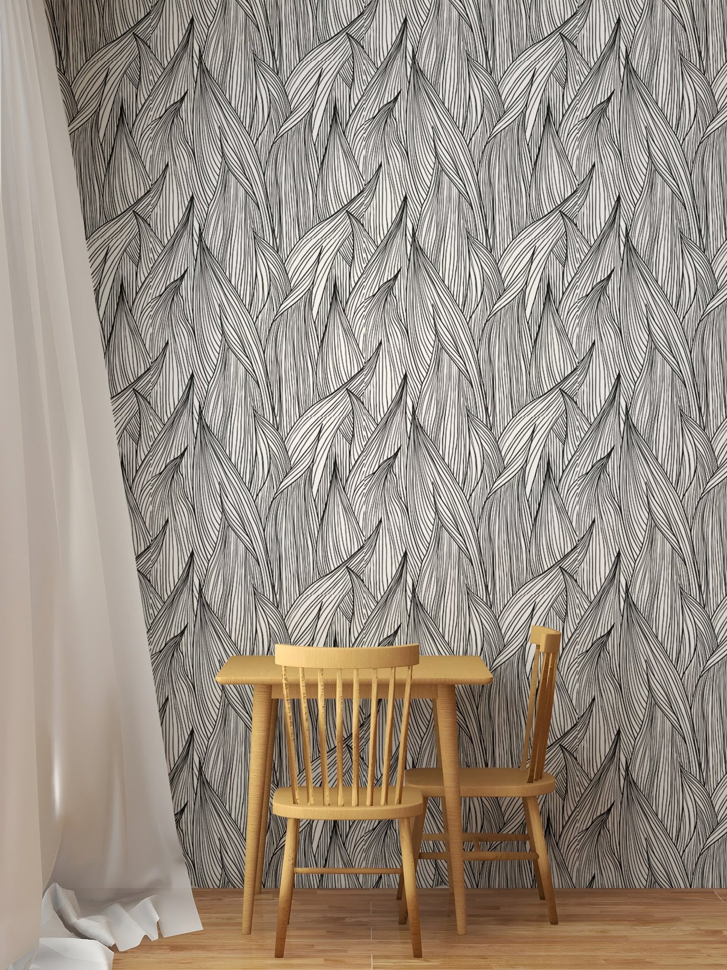 Black and White Abstract Line Wallpaper For Walls