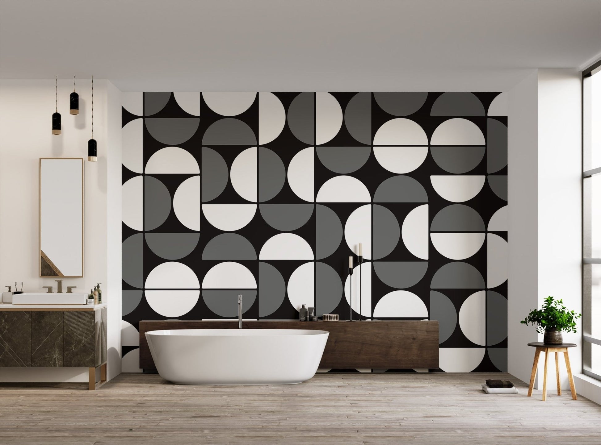 Black and White Geometric Wallpaper - Wallanza