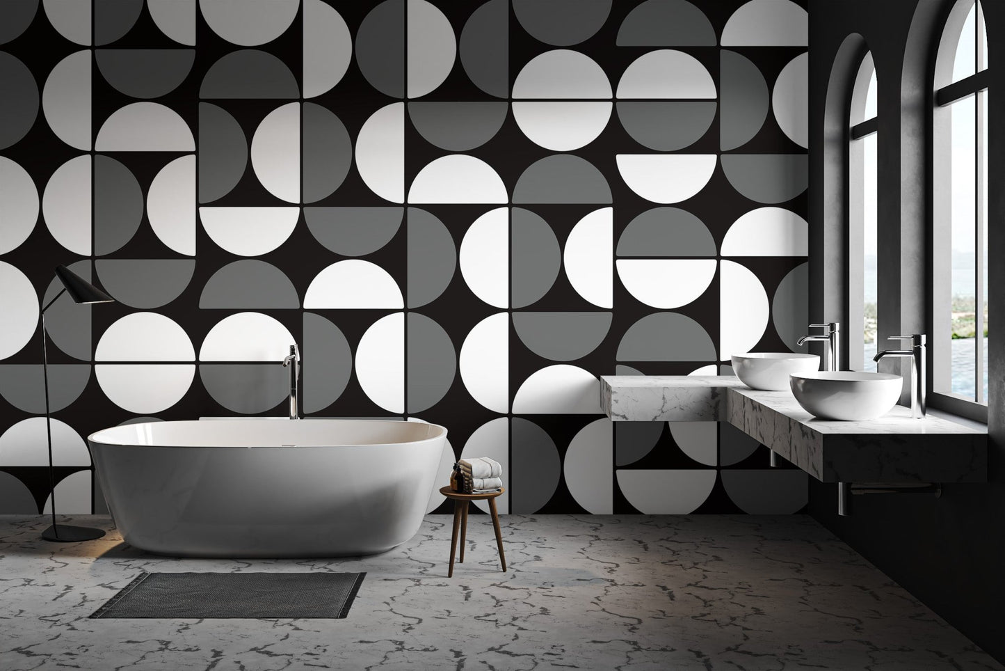 Black and White Geometric Wallpaper - Wallanza