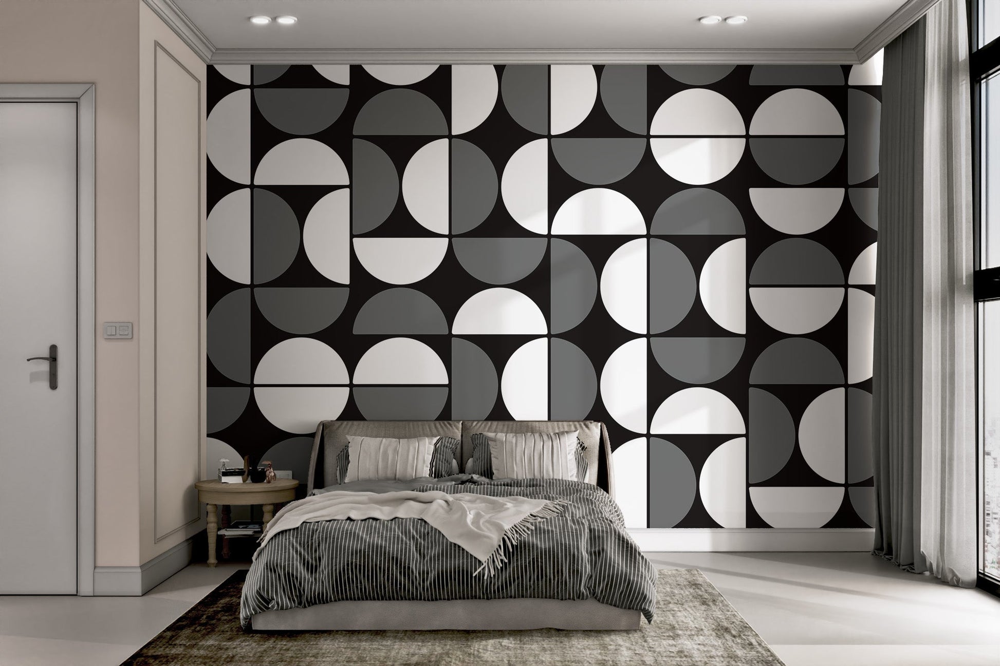 Black and White Geometric Wallpaper - Wallanza
