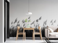 Minimalist dining room with pampa herbs wall mural.