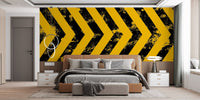 Striking hazard pattern black yellow mural
