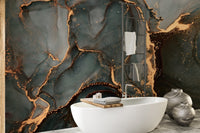 Abstract black-gray marble wall mural for elegant bathroom