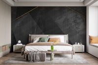 Bold black marble texture wallpaper art
