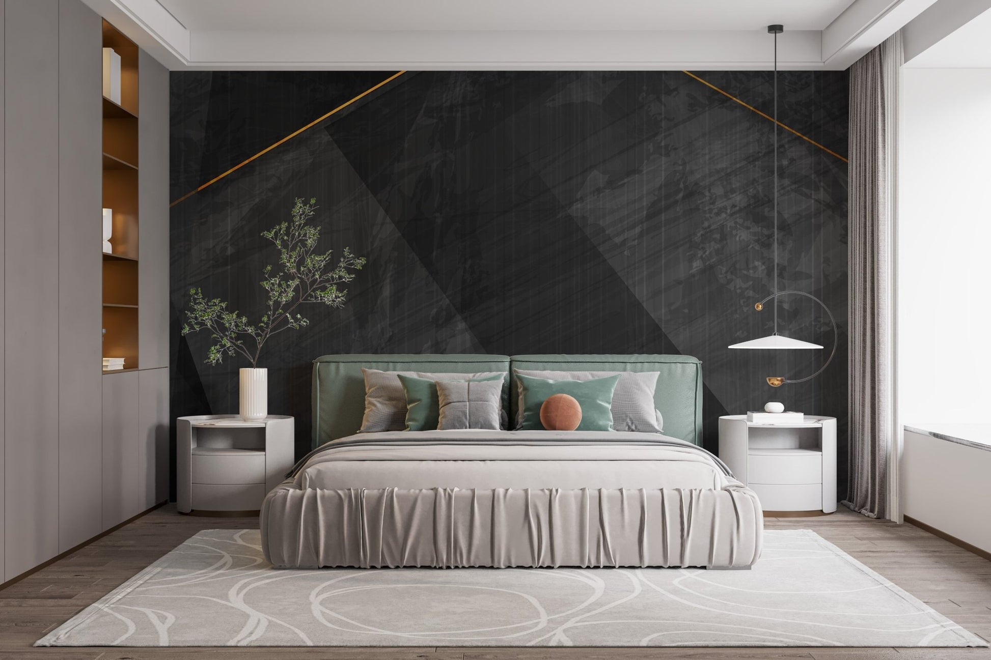 Stylish black marble wallpaper wall art
