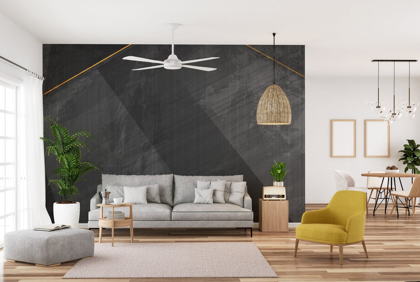 Black marble effect wallpaper wall decor
