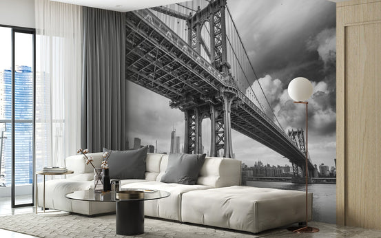 Contemporary bridge wallpaper design for stylish living space interiors.