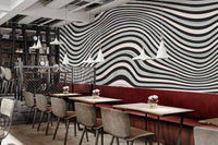 Black & White Wavy Illusion Wallpaper - Wallanza