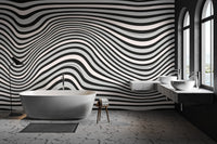Black & White Wavy Illusion Wallpaper - Wallanza