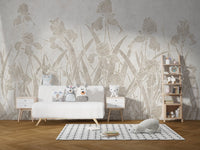 Beautiful Blooming Flowers and Shrubs Mural for kids room.