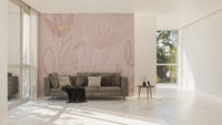 Blooming petal blush mural for elegant and graceful sitting room interiors.
