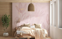 Blooming blush petal mural for tranquil and stylish bedroom spaces.
